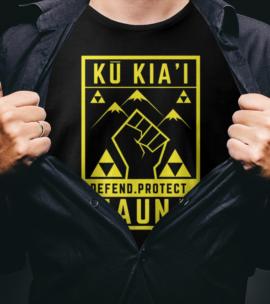 Kū Kia'i Mauna Defend Protect Fist And Mountain Symbols T-Shirt