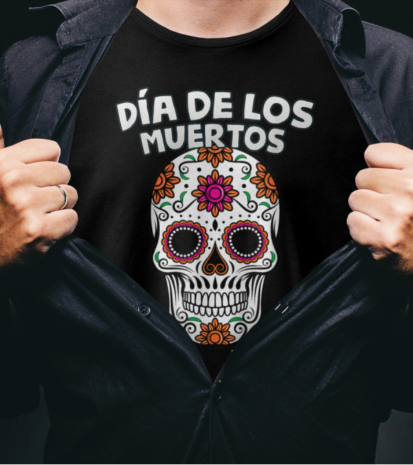 Día De Los Muertos Sugar Skull Camiseta Day Of The Dead T-Shirt