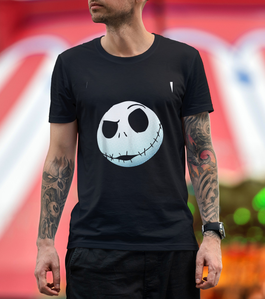 Disney Nightmare Before Christmas Jack Skellington White Smiling Face T-Shirt