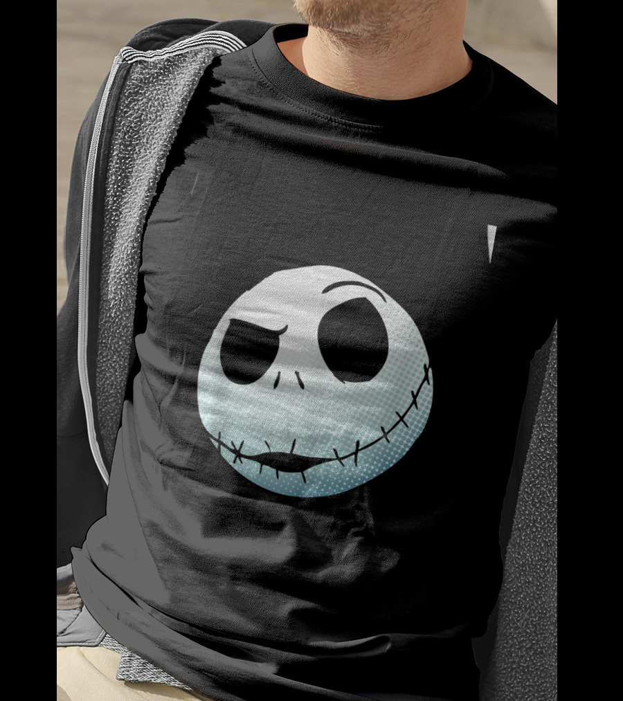 Disney Nightmare Before Christmas Jack Skellington White Smiling Face T-Shirt