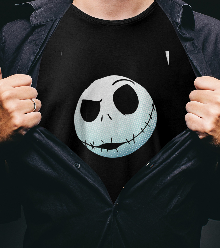 Disney Nightmare Before Christmas Jack Skellington White Smiling Face T-Shirt