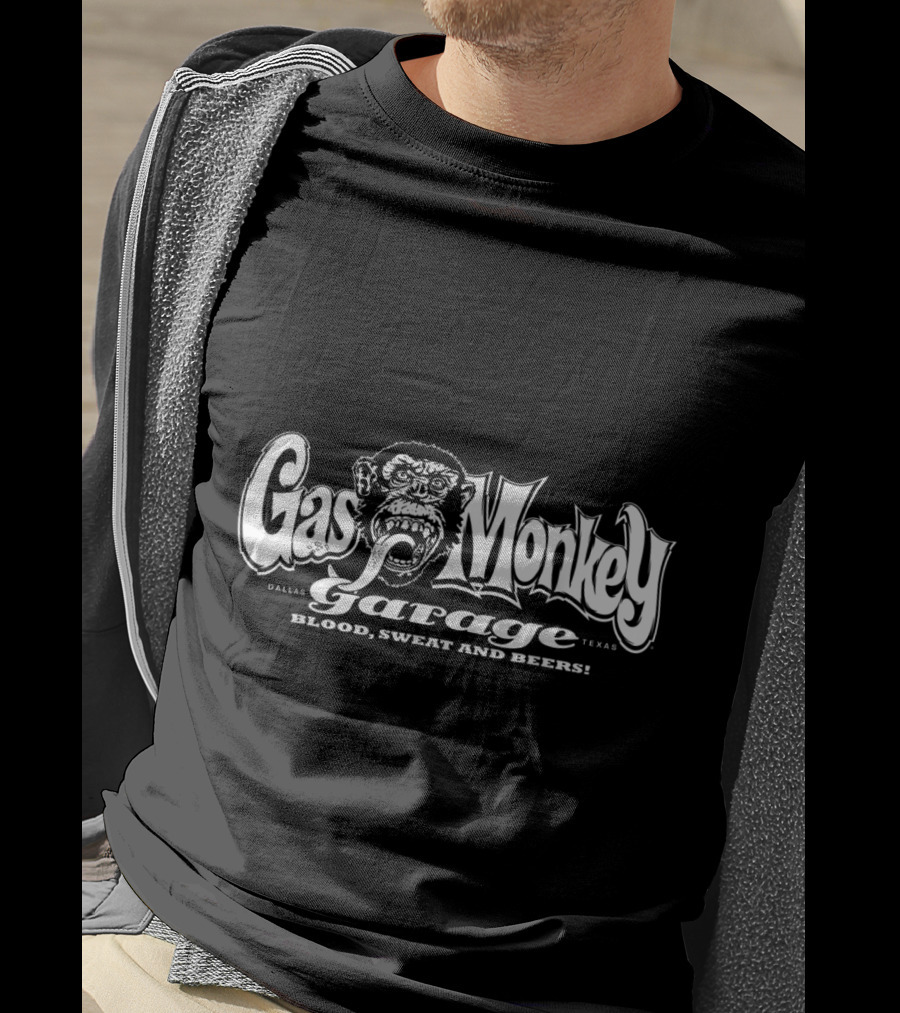 Gas Monkey Garage Dallas Texas Blood Sweat And Beers T-Shirt