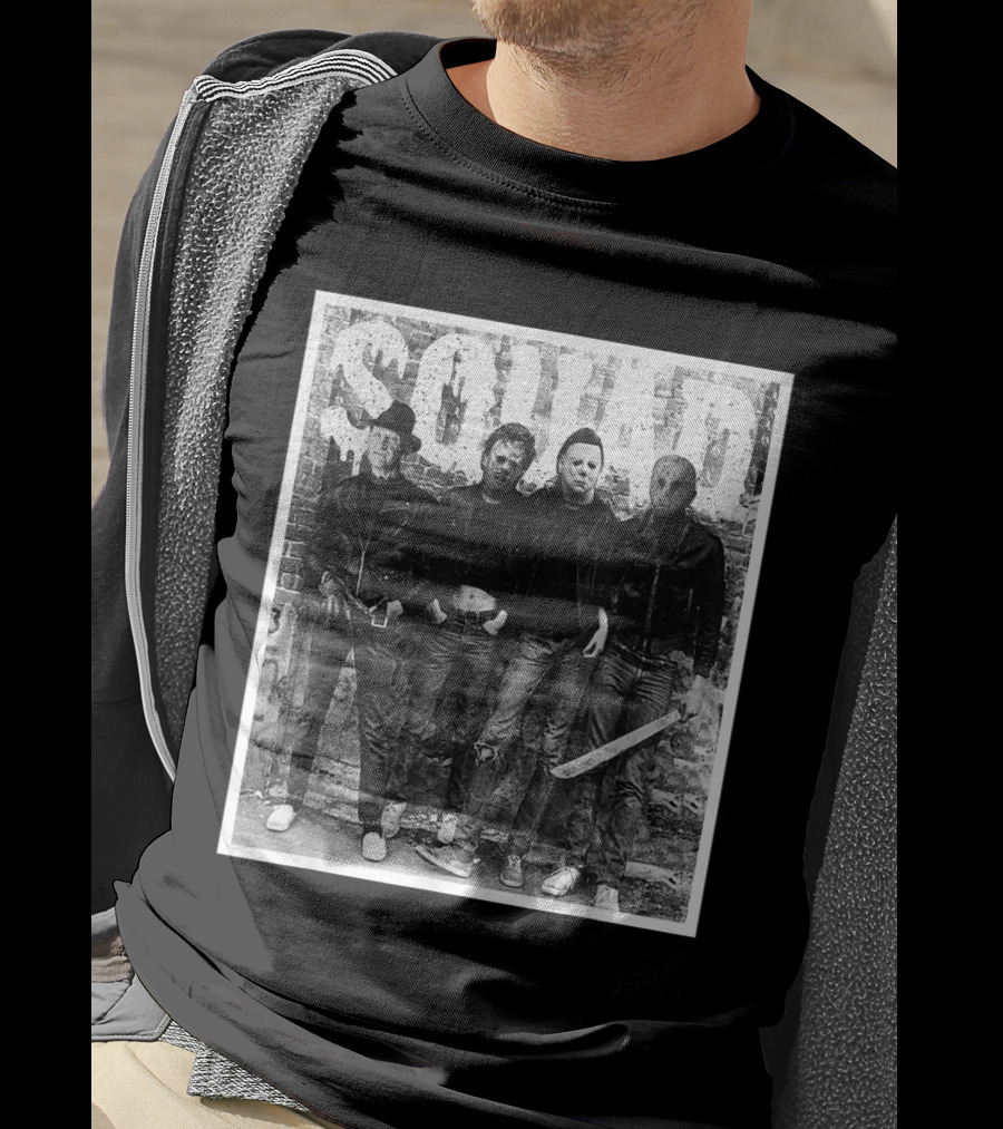 Halloween Squad Horror Icons Freddy Michael Jason Crew T-Shirt