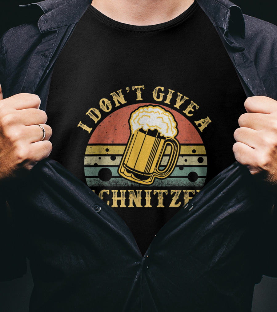 I Don't Give A Schnitzel Oktoberfest German Beer Mug Retro Sunset T-Shirt
