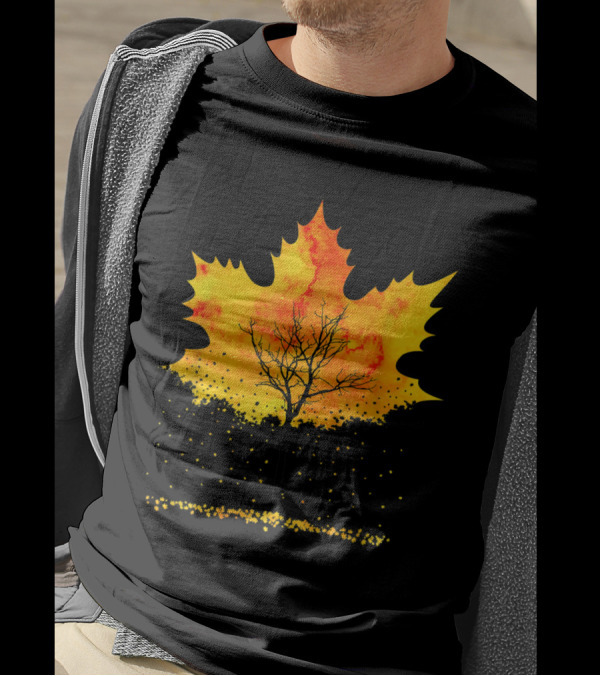 Maple Tree Autumn Leaves Fall Forest Scene T-Shirt