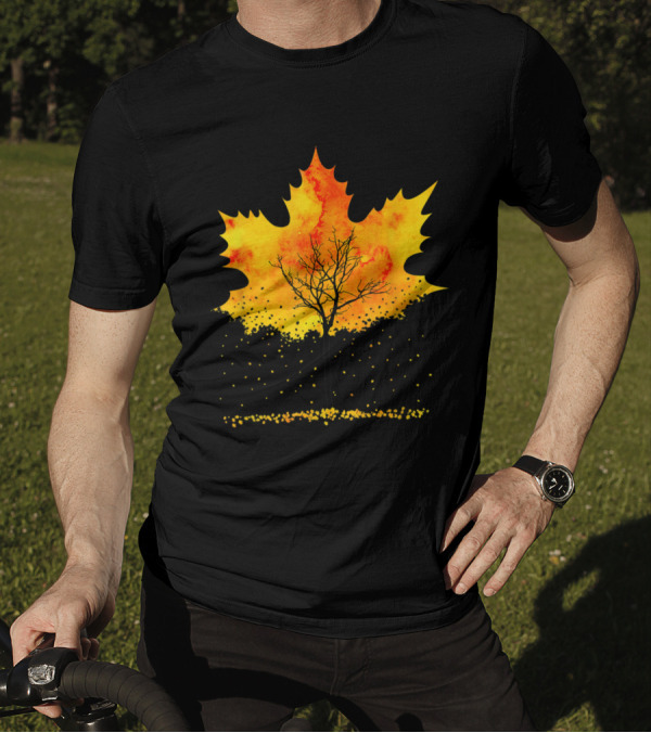 Maple Tree Autumn Leaves Fall Forest Scene T-Shirt