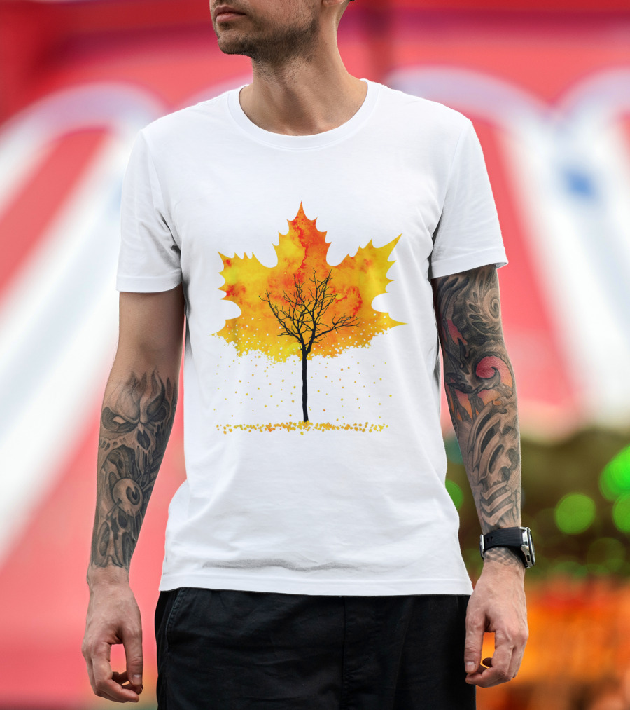 Maple Tree Autumn Leaves Fall Forest Scene T-Shirt