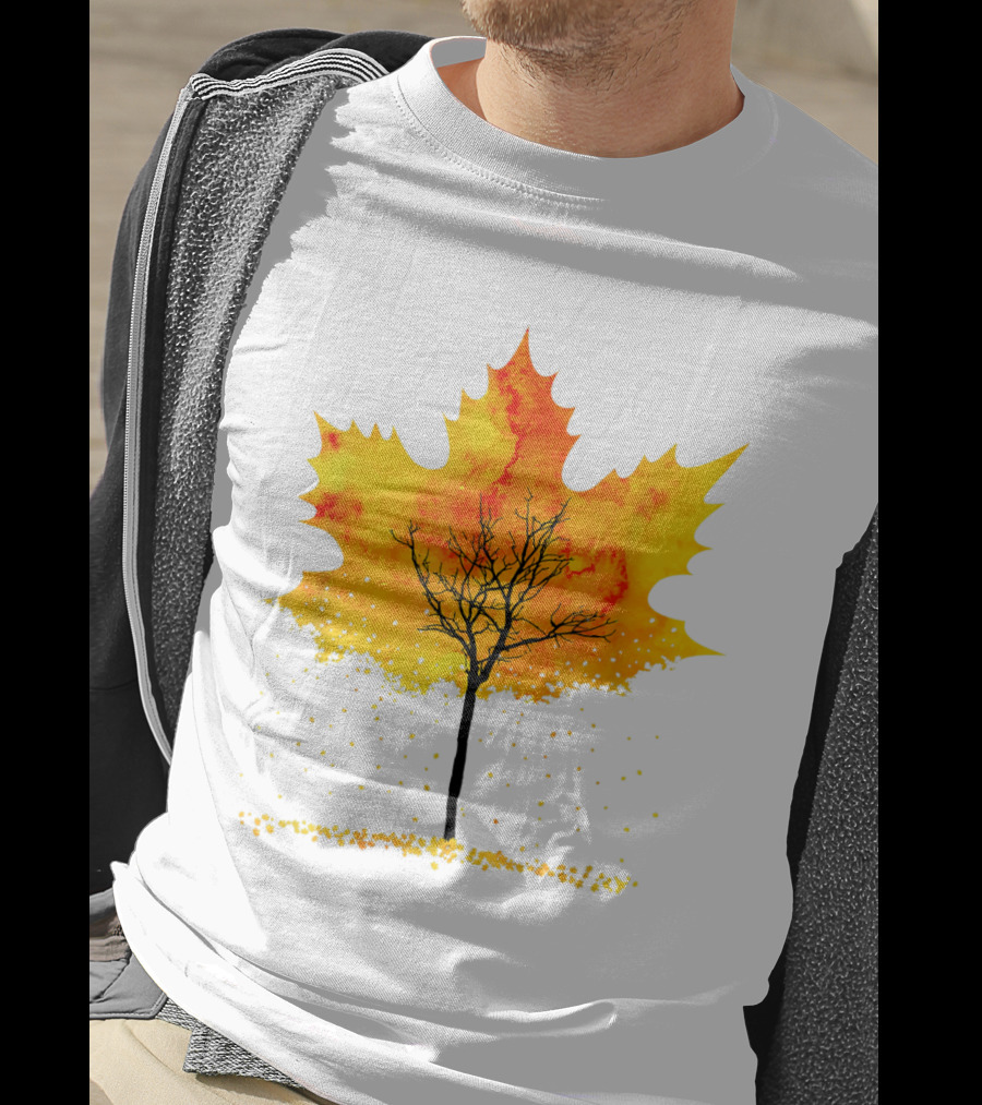 Maple Tree Autumn Leaves Fall Forest Scene T-Shirt