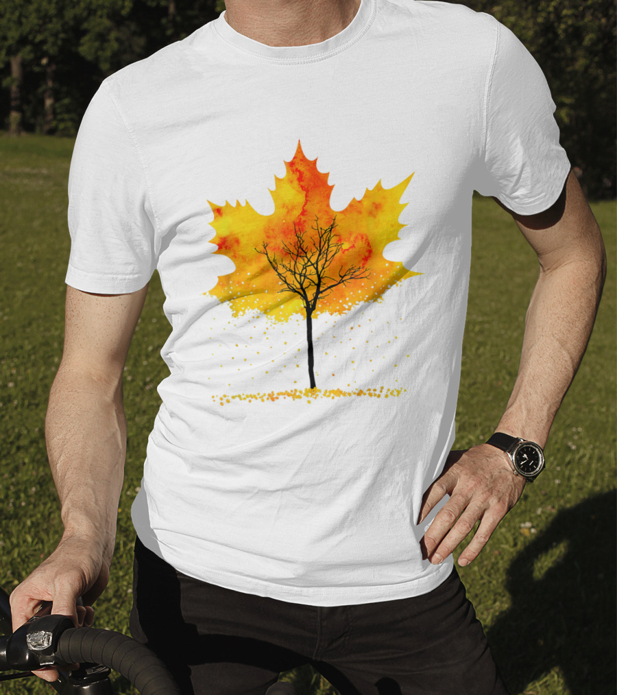 Maple Tree Autumn Leaves Fall Forest Scene T-Shirt