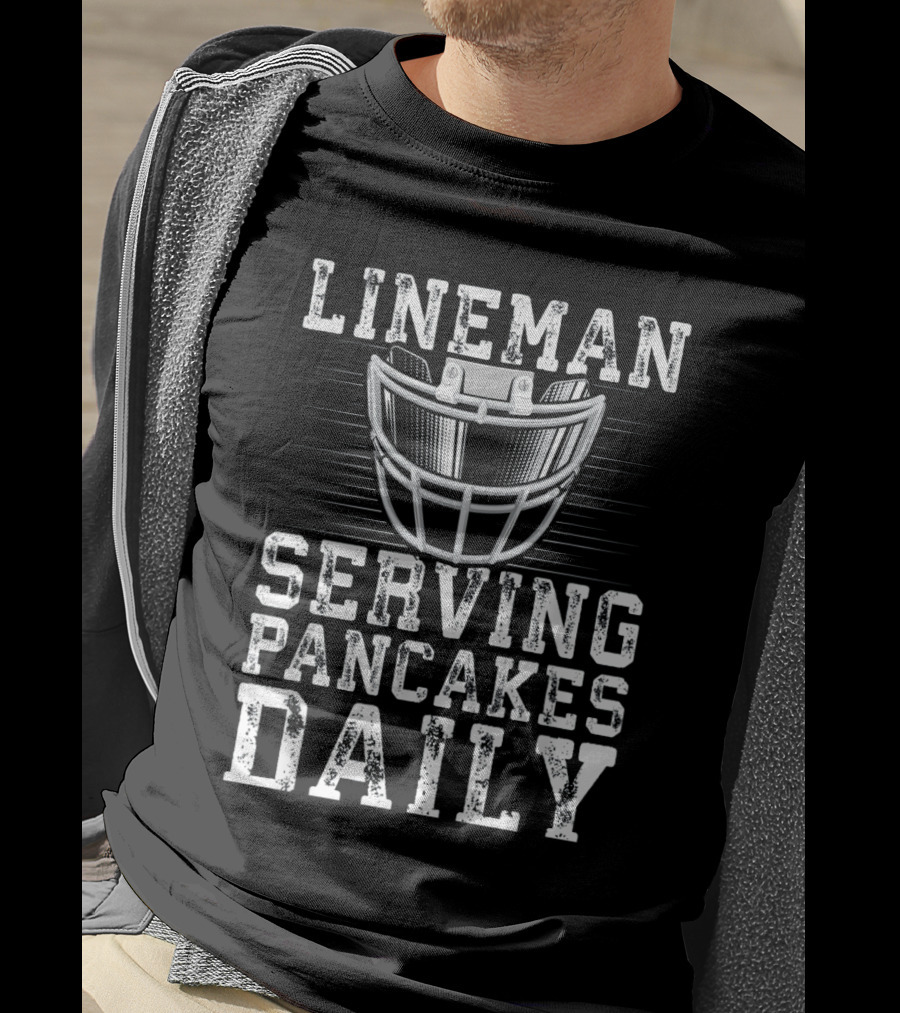 Lineman Serving Pancakes Daily Football Helmet T-Shirt