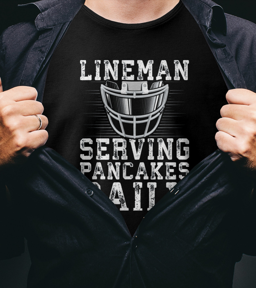 Lineman Serving Pancakes Daily Football Helmet T-Shirt