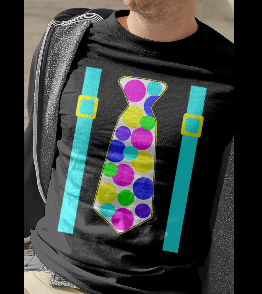 Party Polka Dot Jumbo Tie Suspender Graphics With Colorful Circles T-Shirt