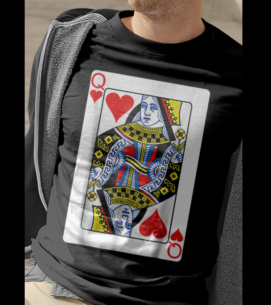 Queen Of Hearts Playing Card Poker T-Shirt