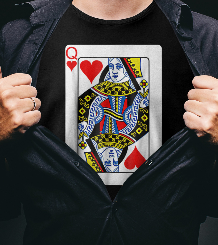 Queen Of Hearts Playing Card Poker T-Shirt