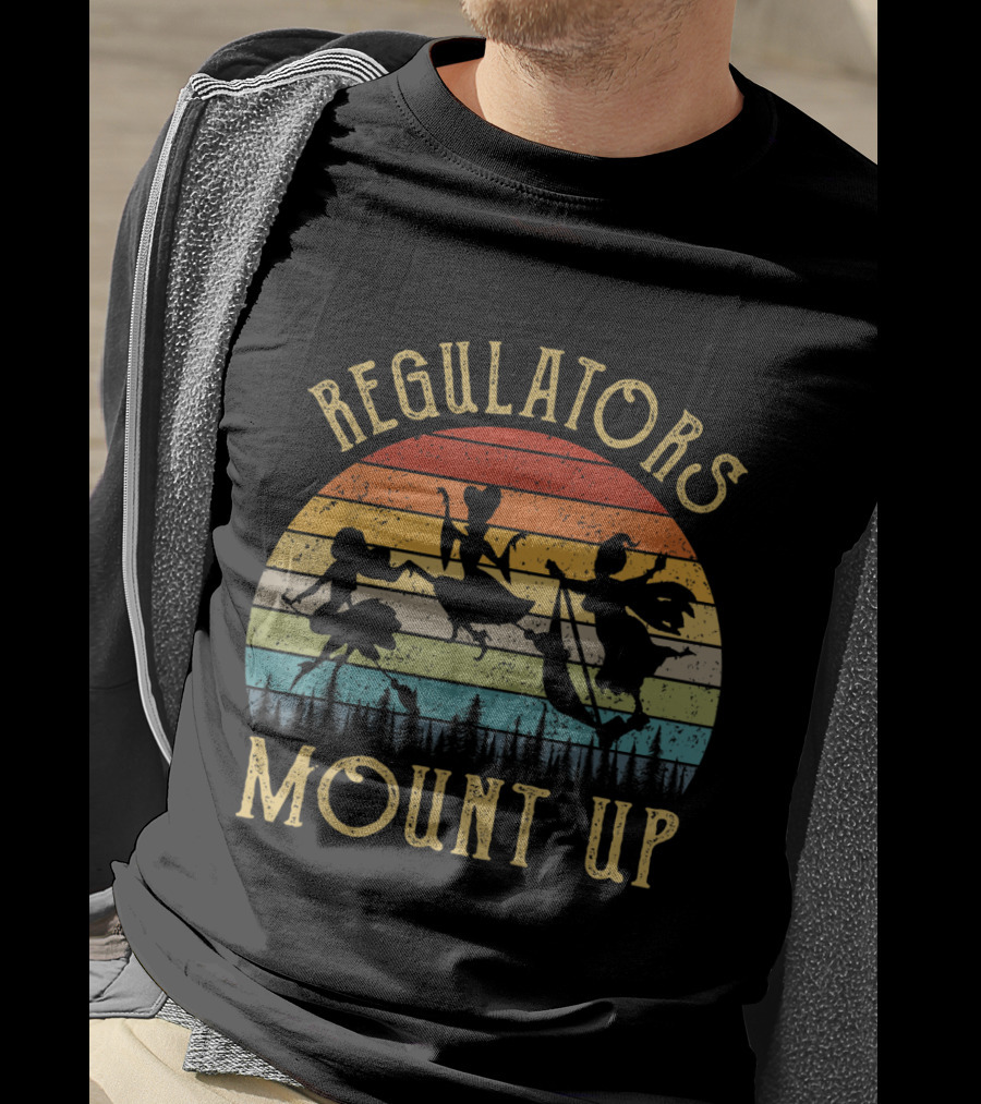 Regulators Mount Up Witches Vintage Silhouette Retro Sunset T-Shirt