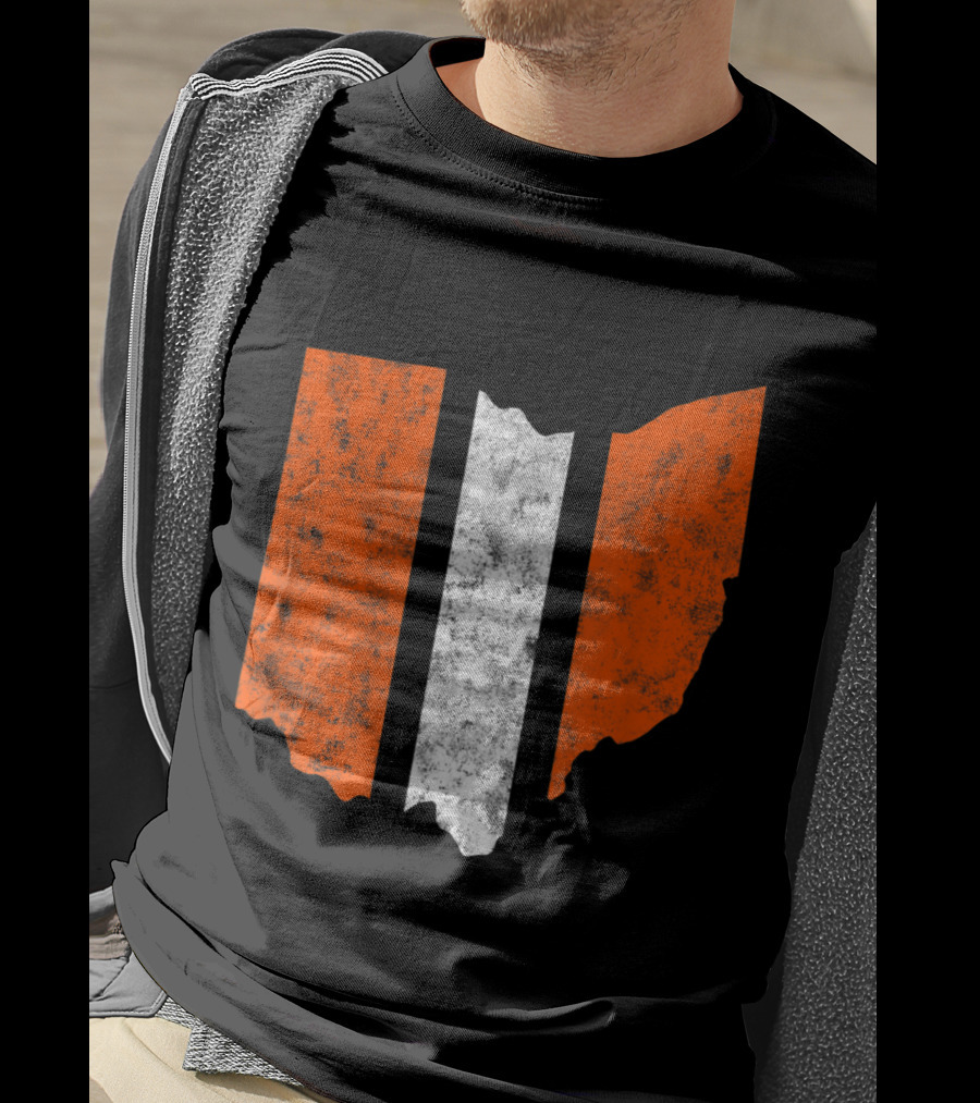 Ohio Cleveland Football Stripe Fan Map T-Shirt
