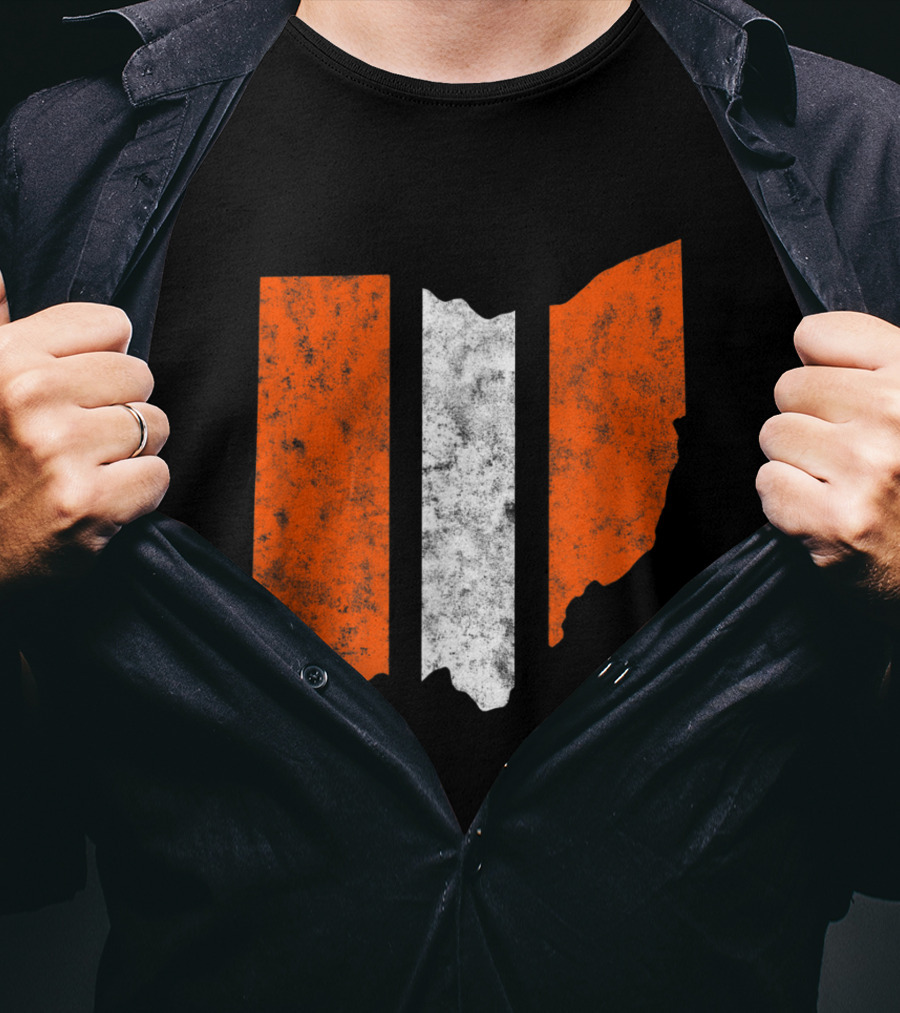 Ohio Cleveland Football Stripe Fan Map T-Shirt