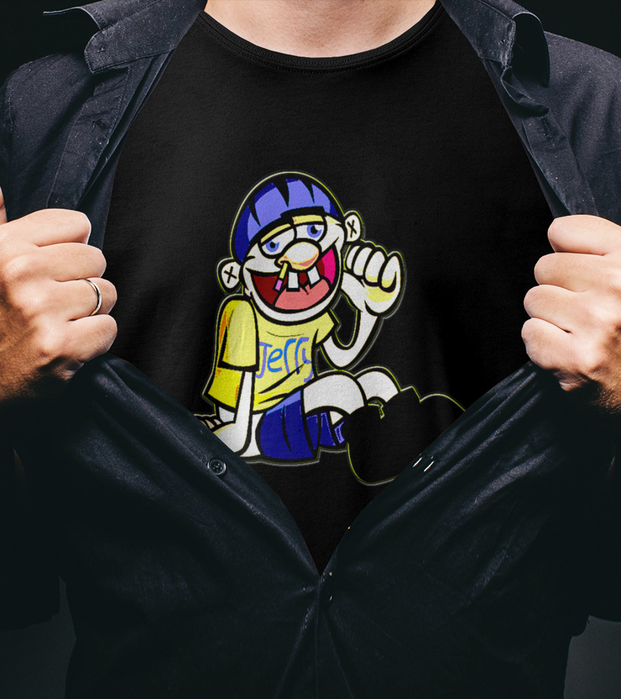 Sml Jeffy Character With Blue Helmet And Yellow Shirt Sitting T-Shirt