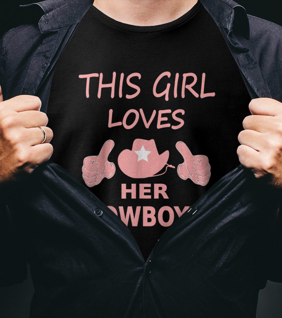 This Girl Loves Her Cowboys Cute Football Cowgirl Hat Thumbs Up T-Shirt