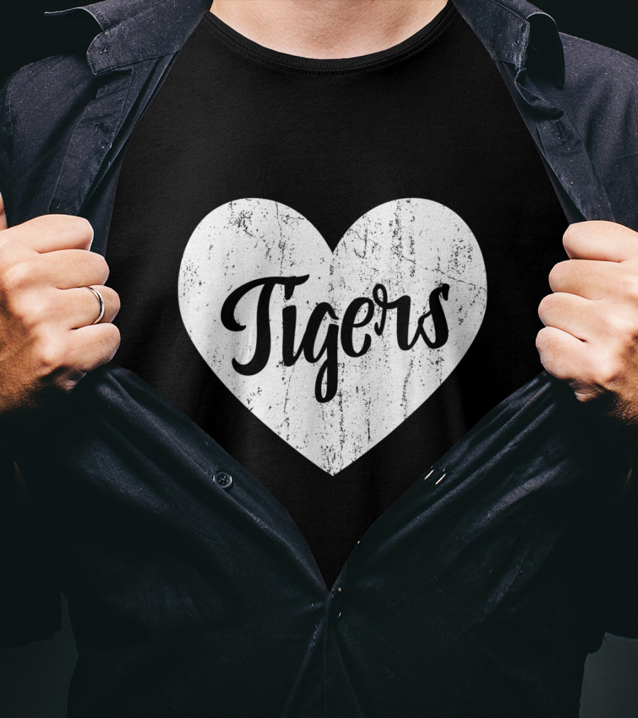 Tigers School Team Spirit Cute Heart Mascot Fan T-Shirt