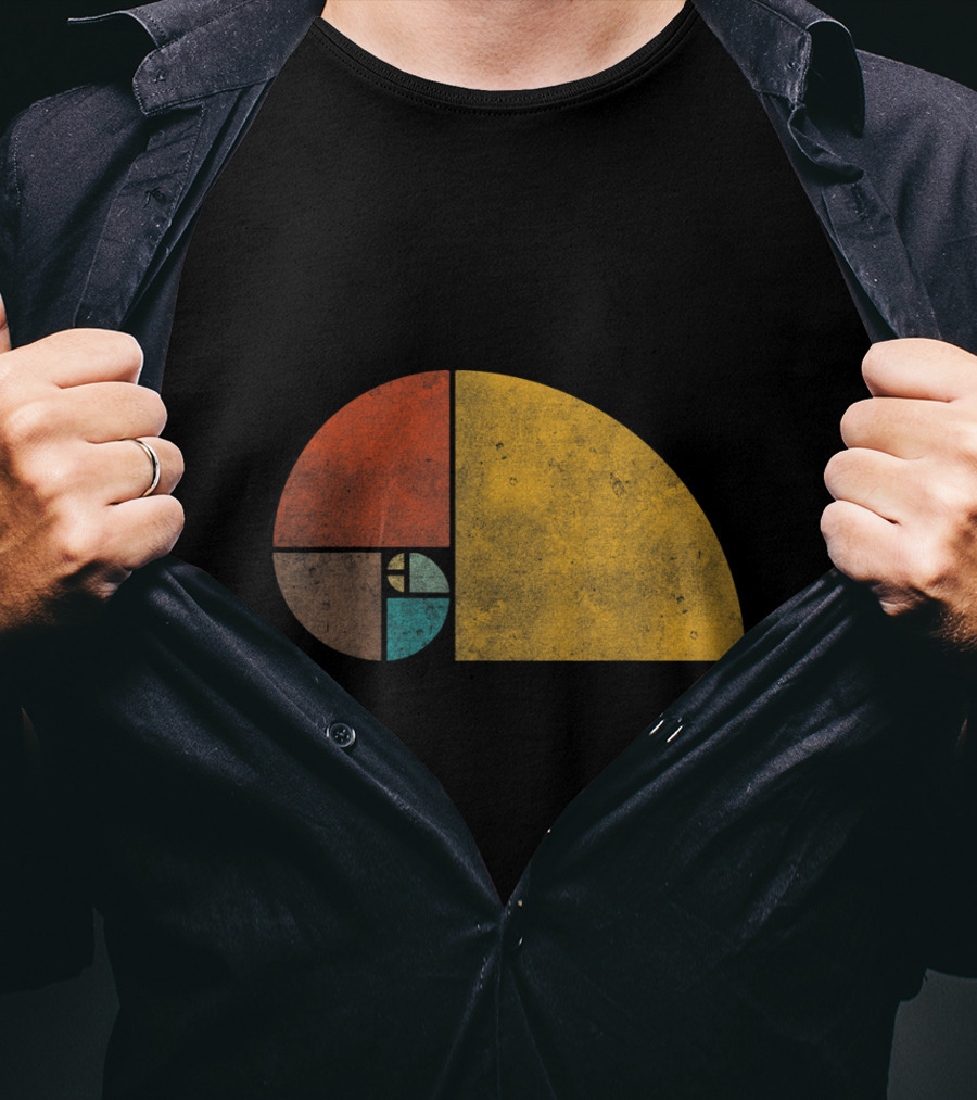 Vintage Fibonacci Golden Ratio Spiral Retro Colors T-Shirt
