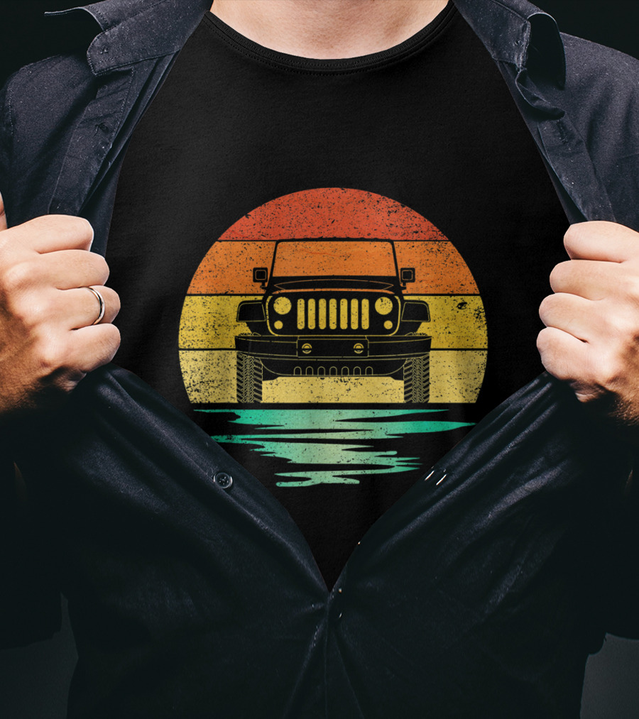 Vintage Sunset Jeep Off Road Adventure T-Shirt