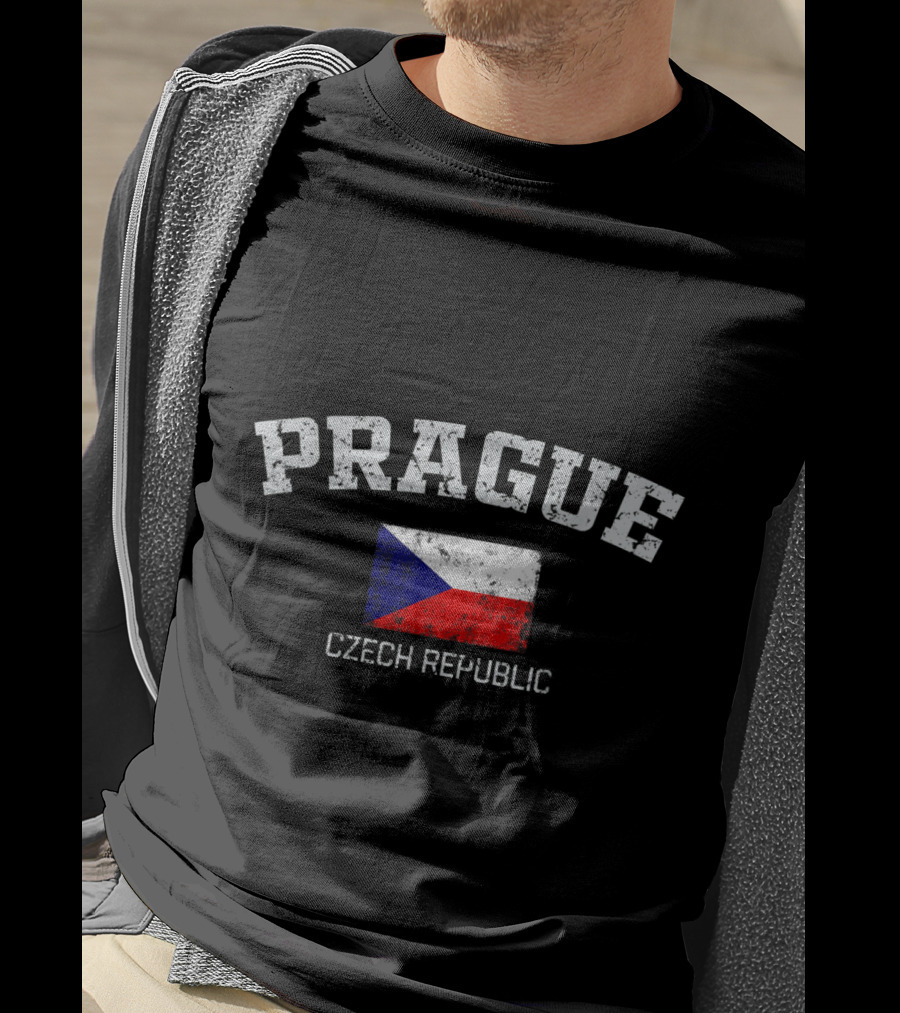 Prague Czech Republic Flag Vintage T-Shirt
