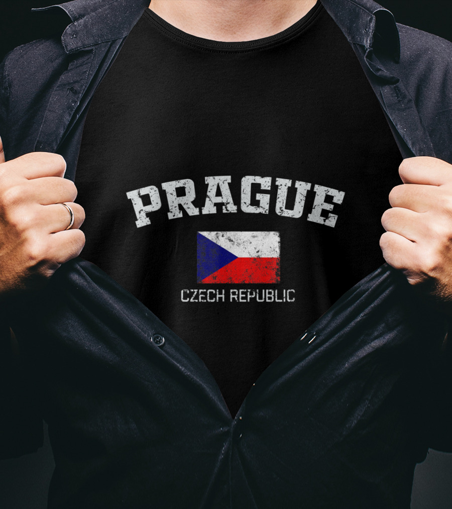 Prague Czech Republic Flag Vintage T-Shirt