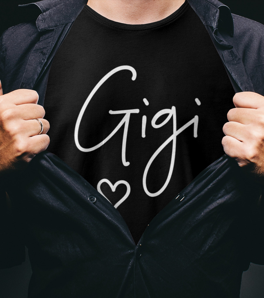 Gigi Grandma Women Christmas Mother's Day Grandson Heart T-Shirt