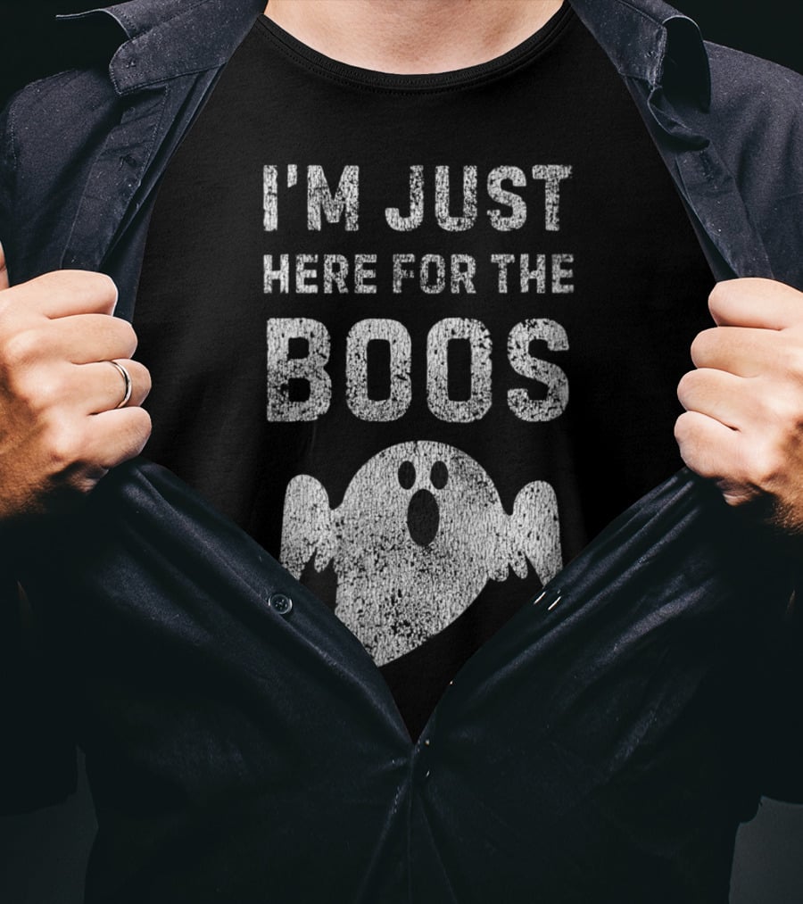 I'm Just Here For The Boos Spooky Ghost Fun DIY Halloween T-Shirt
