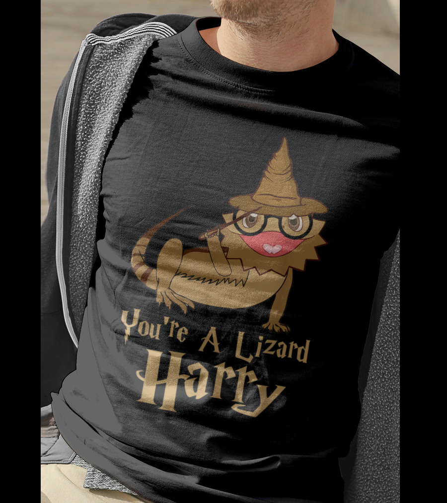 You're A Lizard Harry Funny Bearded Dragon Wizard Hat Glasses T-Shirt