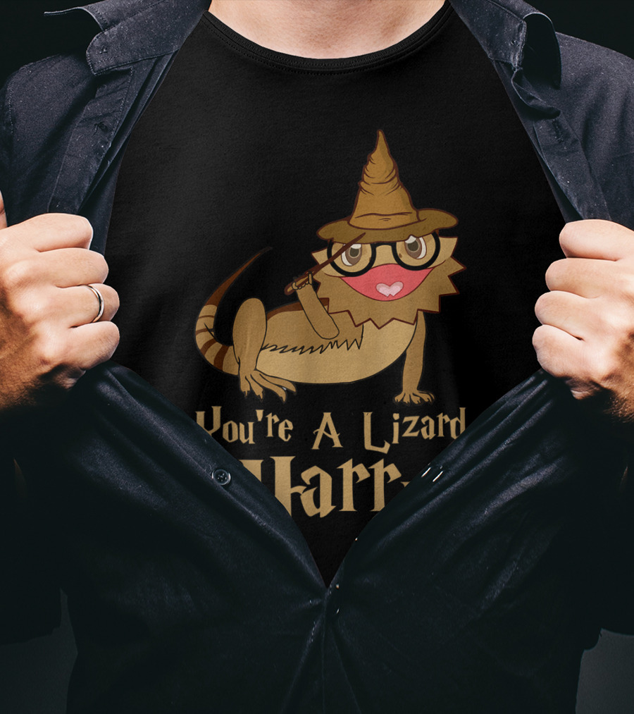 You're A Lizard Harry Funny Bearded Dragon Wizard Hat Glasses T-Shirt
