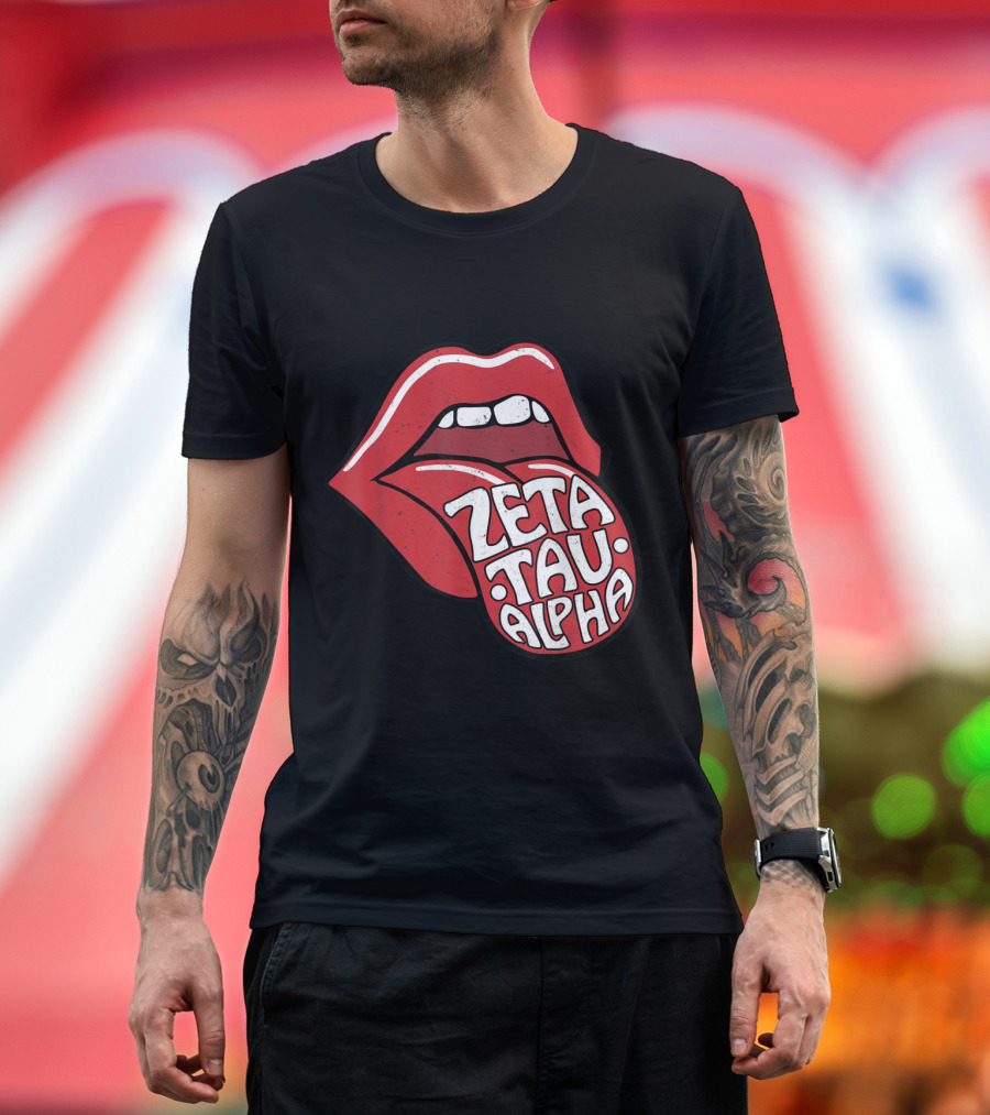Zeta Tau Alpha Tongue-Inspired Red Lips T-Shirt