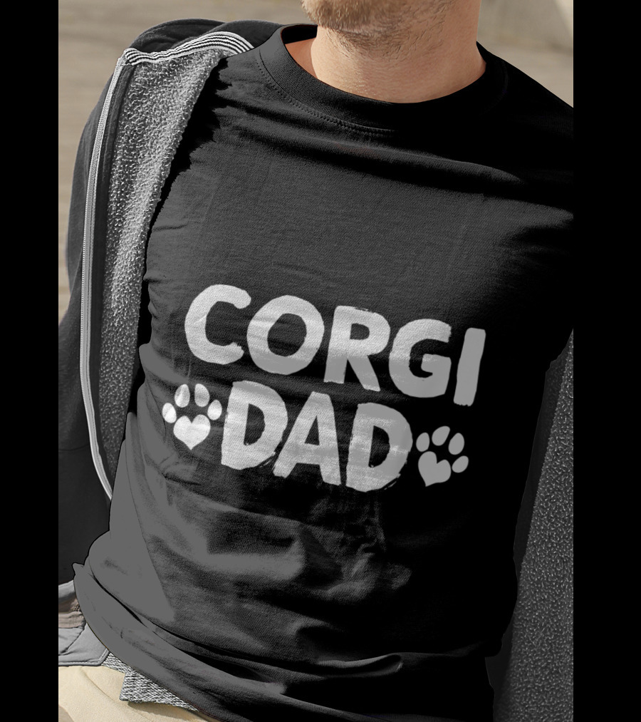 Corgi Dad Paw Print Heart T-Shirt