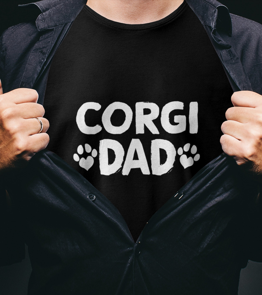 Corgi Dad Paw Print Heart T-Shirt