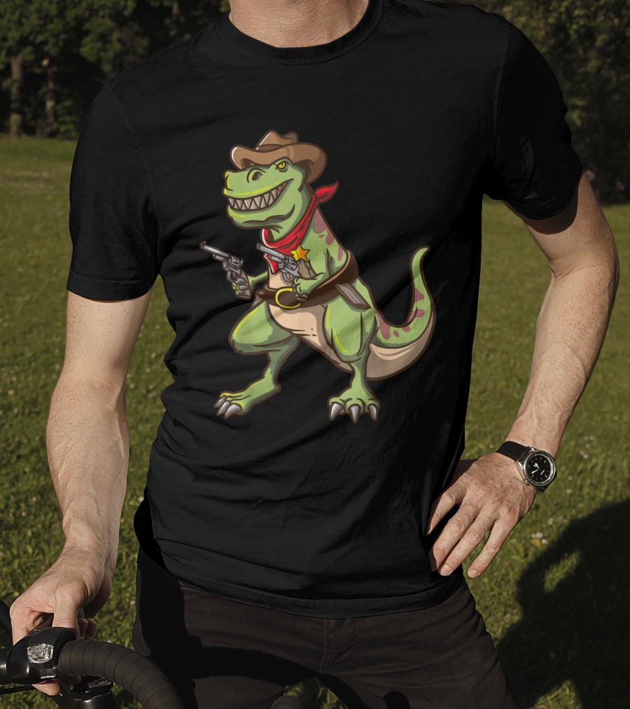 Wild West Cowboy Dinosaur T-Rex Kids Country Adventure T-Shirt