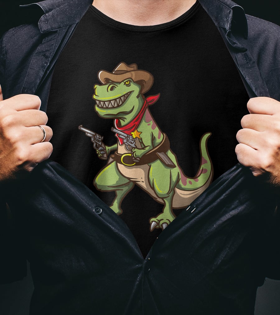 Wild West Cowboy Dinosaur T-Rex Kids Country Adventure T-Shirt