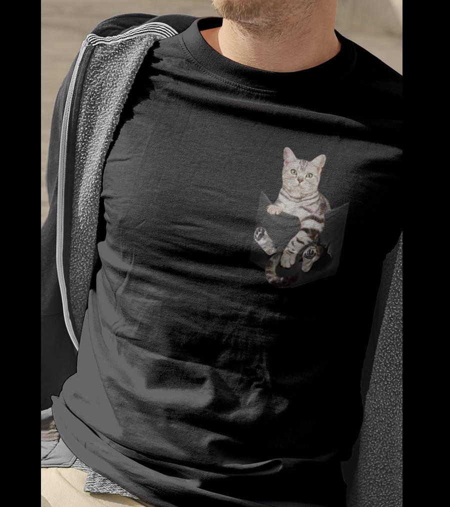 American Shorthair Cat Humor In Your Pocket T-Shirt