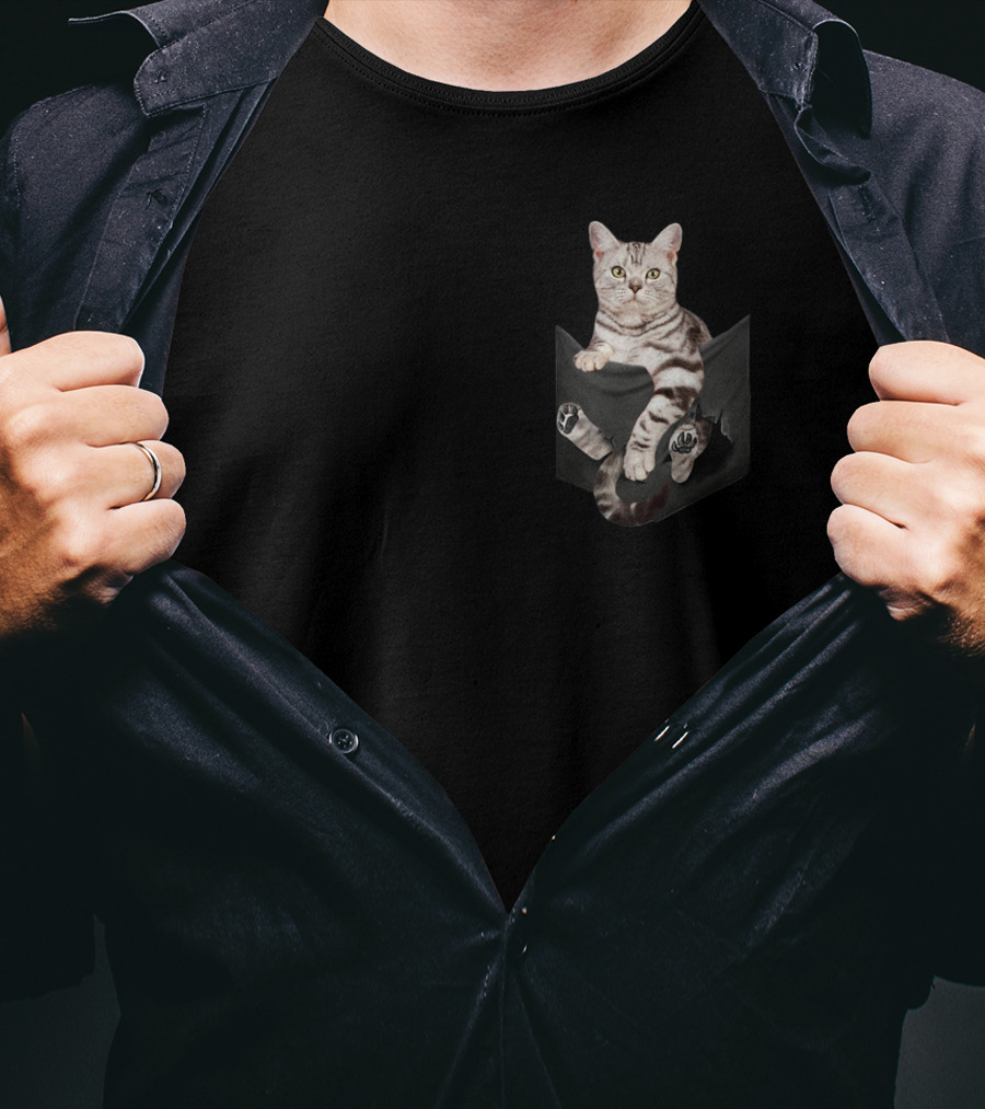 American Shorthair Cat Humor In Your Pocket T-Shirt