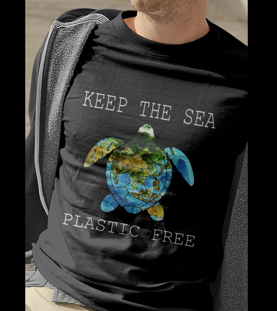 Keep The Sea Plastic Free Turtle Map T-Shirt