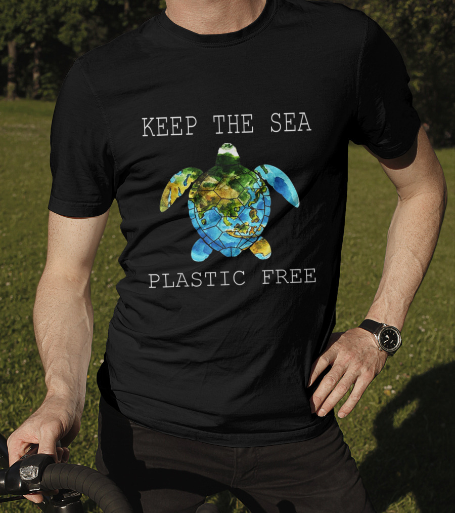 Keep The Sea Plastic Free Turtle Map T-Shirt