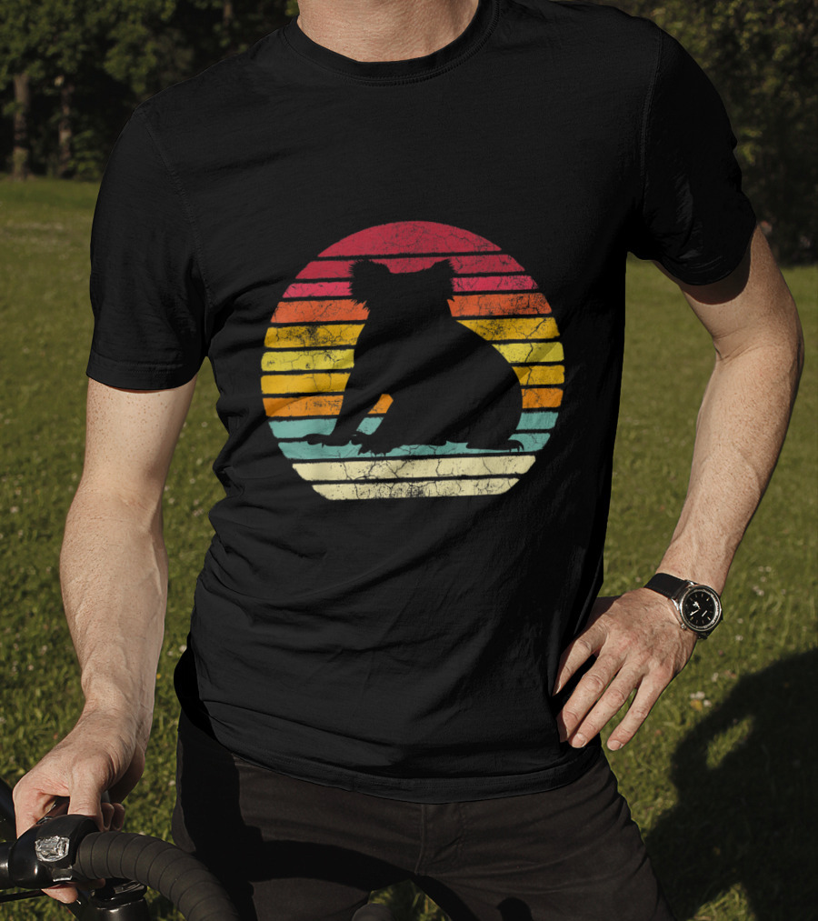 Koala Bear Retro Vintage 70's 80's Stripes Silhouette Circle T-Shirt