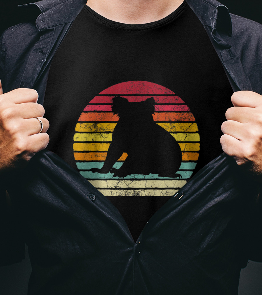 Koala Bear Retro Vintage 70's 80's Stripes Silhouette Circle T-Shirt