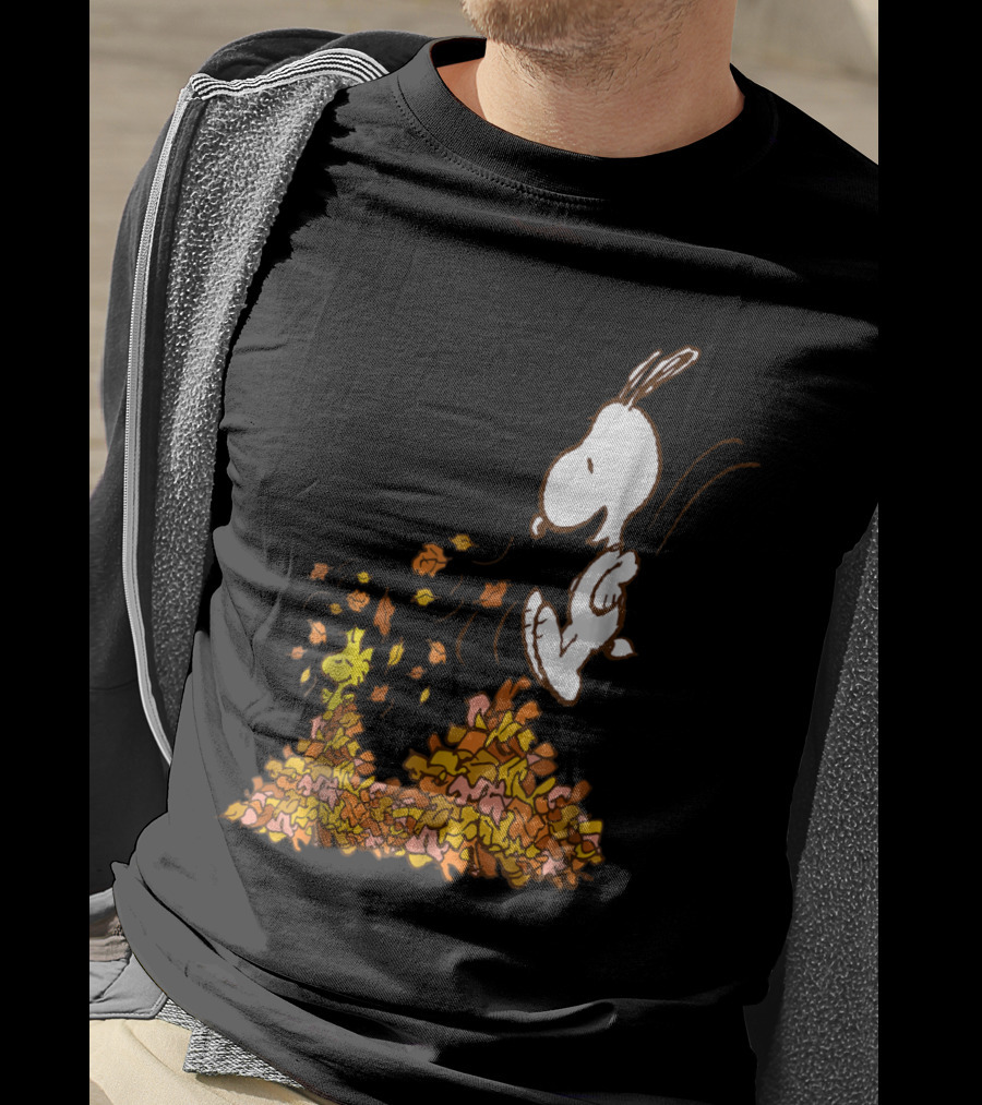 Funny Snoopy Jumping Into Leaves Peanuts Charlie Brown T-Shirt