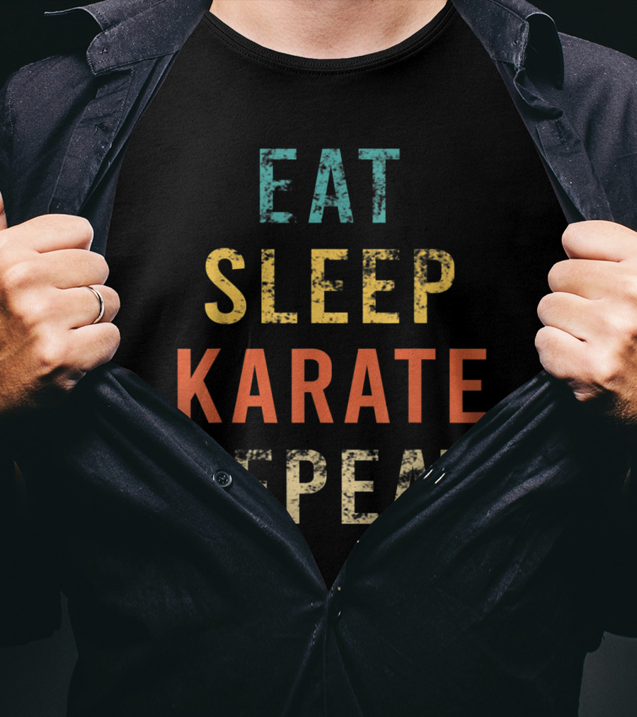 Eat Sleep Karate Repeat Retro Karate Fan Coach Trainer T-Shirt