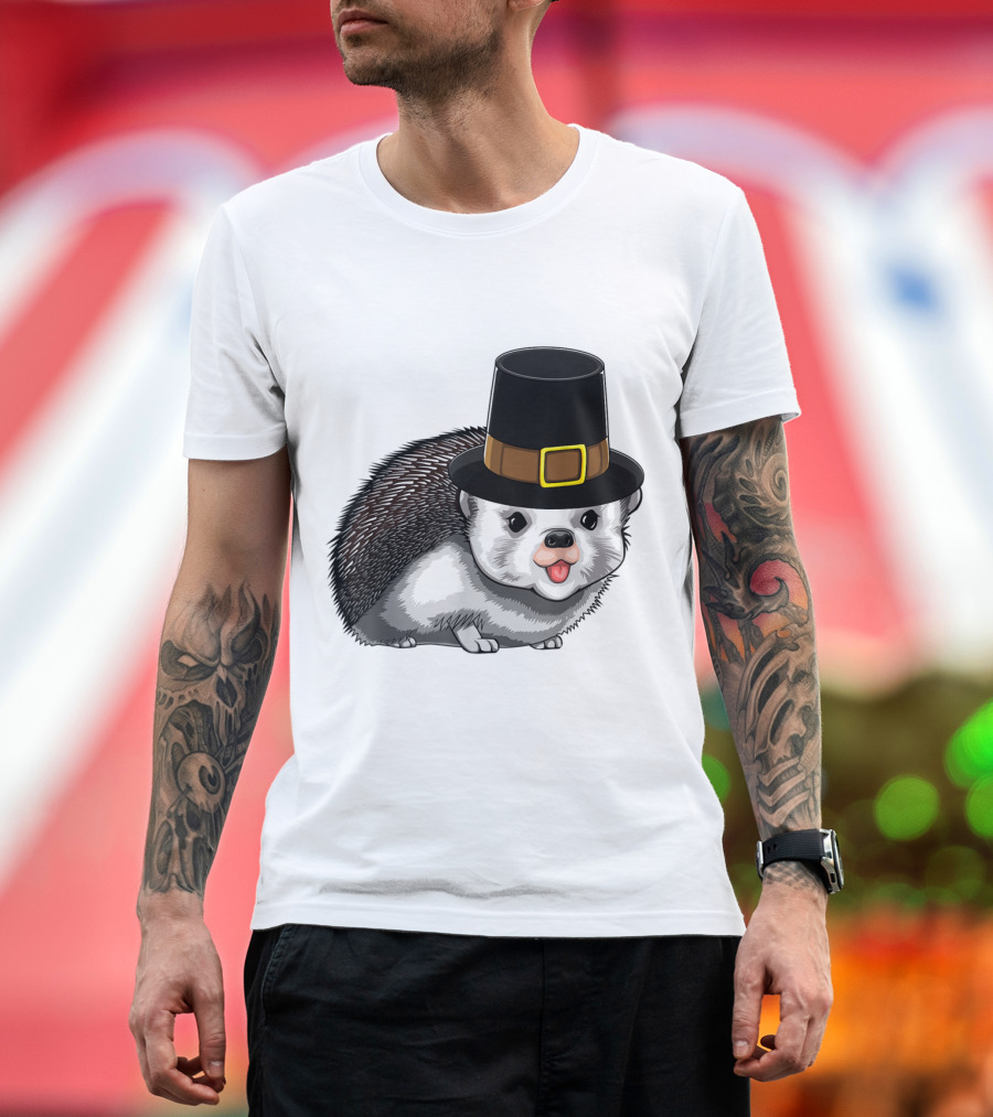 Thanksgiving Pilgrim Hedgehog Gratitude Holiday Tradition T-Shirt