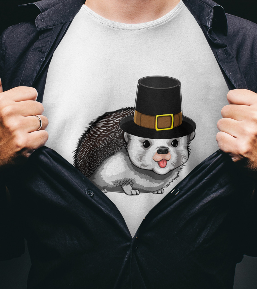 Thanksgiving Pilgrim Hedgehog Gratitude Holiday Tradition T-Shirt