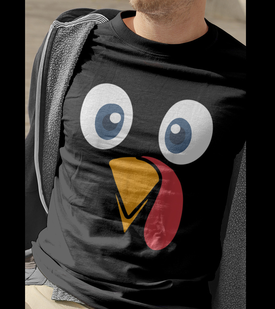 Thanksgiving Turkey Face Cartoon Eyes Beak And Snood T-Shirt