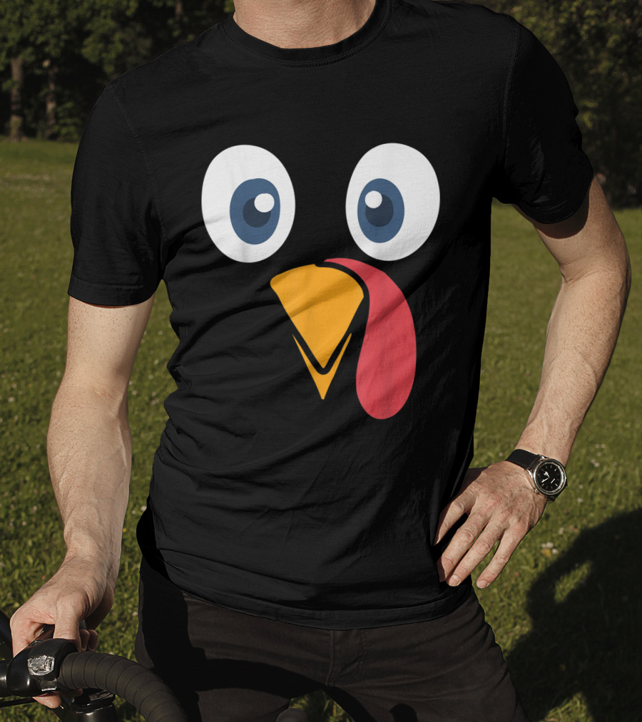 Thanksgiving Turkey Face Cartoon Eyes Beak And Snood T-Shirt