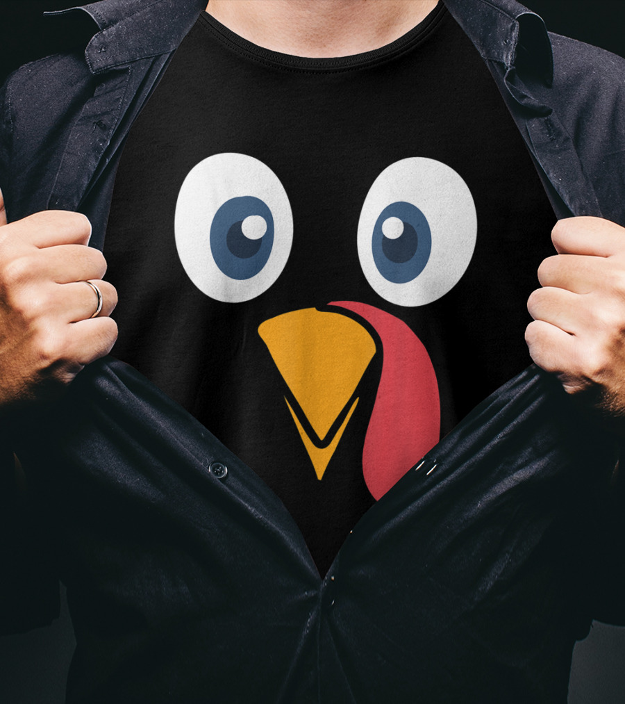 Thanksgiving Turkey Face Cartoon Eyes Beak And Snood T-Shirt